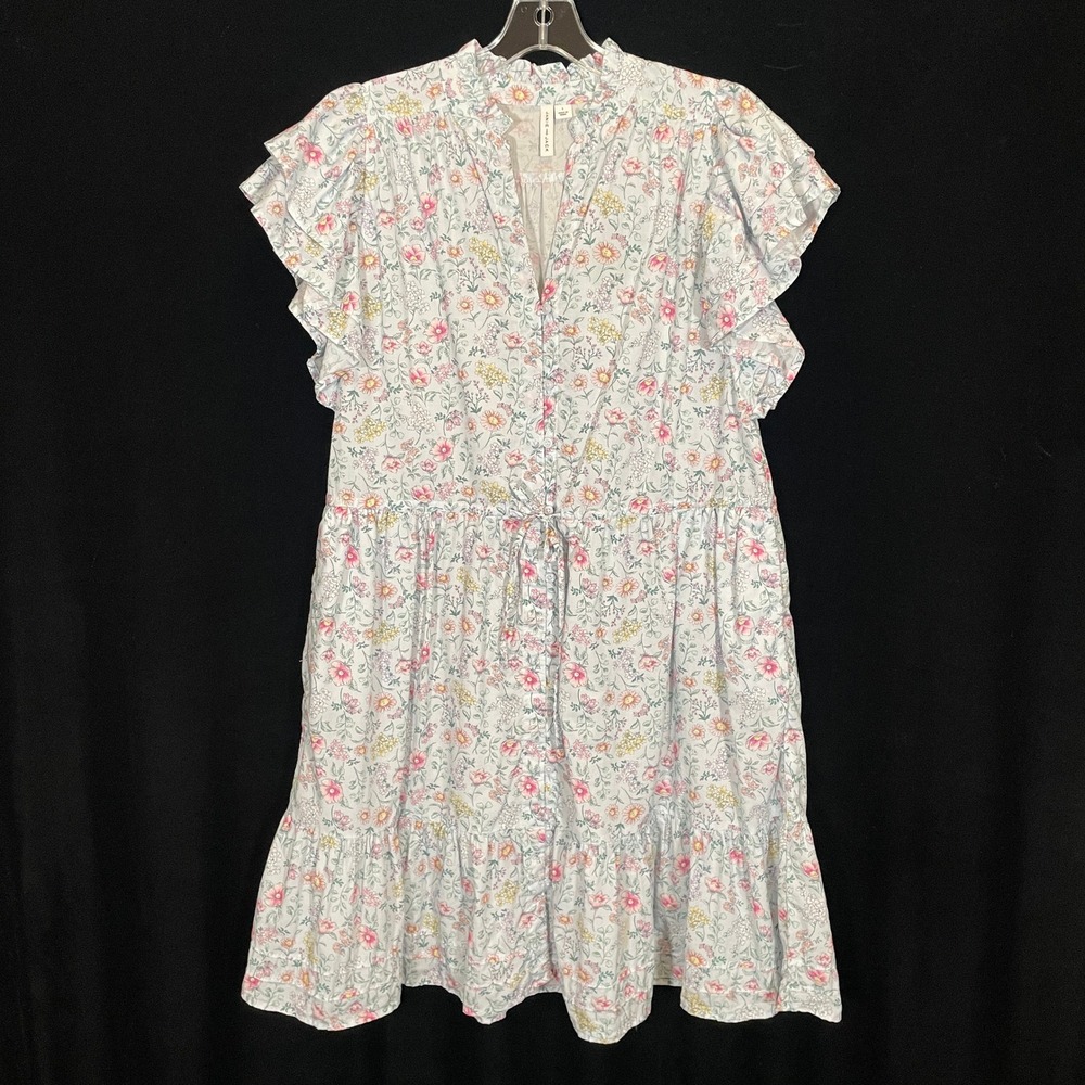 Janie and Jack Womens Dress Matching Moment Floral Flutter Sleeve Tiered Blue L - Picture 2 of 7